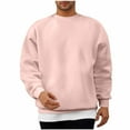 thumbnail image 1 of hoksml Men Fleece Sweatshirt Casual Crewneck Sweatshirts Solid Color Round Neck Long Sleeve Loose Pullover Top Active Clothing, 1 of 7