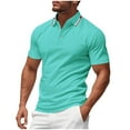 thumbnail image 1 of hoksml Men Golf Ball Uniform Solid Color Collared Polos Shirt Casual Loose Button Lapel Short Sleeve Top Summer Comfortable Business Shirts 2025 on Clearance, 1 of 9