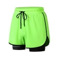 thumbnail image 1 of hoksml Men Large Size Exercise Shorts Solid Color Elastic Waist Tie Drawstring Pockets Casual Loose Three-quarter Pants Double Layer 2 in 1 Running Shorts 2025 Summer Clearance, 1 of 6