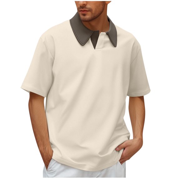 hoksml Men Plus Size T Shirt Top Big And Tall Polo Shirts Solid Color Collared Colour Blocking Collar Athletic Short Sleeve Casual Loose Tee Shirts