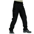 thumbnail image 1 of hoksml Men Ripstop Cargo Pants Casual Solid Color Elastic Waist Zipper Multiple Pockets Outdoor Straight Type Relaxed Fit Work Trousers Outdoor Hiking Travel Pants, 1 of 7