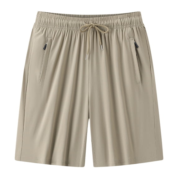 hoksml Men Summer Lightweight Gym Shorts Solid Color Loose Athletic Shorts Elastic Waist Drawstring Zipped Pockets Running Sports Shorts Outdoor Hiking Shorts