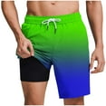 thumbnail image 1 of hoksml Men Swim Trunks 2-in-1 Style with Lined Casual Gradient Print Beach Shorts with Pockets Elastic Waist Tie Drawstring Quick Dry Swimming Bathing Suit, 1 of 6