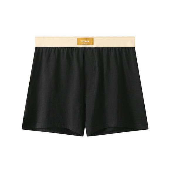 hoksml Men Underwear Boxer Briefs Casual Solid Color Elastic Waist Home Cotton Shorts Underpants M-4XL
