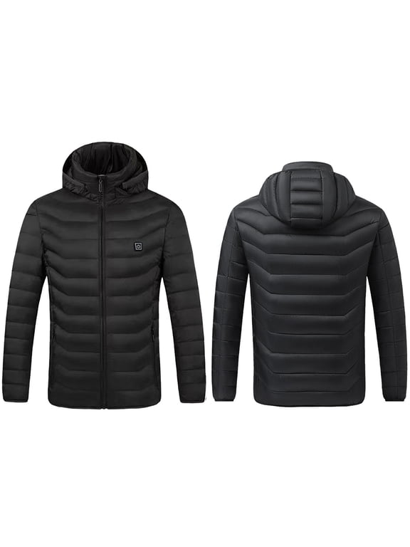 Men Women Winter Warm Coat USB Intelligent Constant Temperature Heated Windproof Plus Size Coat 8 Heated Jacket, Detachable Hood