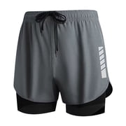 hoksml Mens 2-in-1 Running Shorts Quick Dry Athletic Shorts with Reflective Strips and Built-in Liner for Gym Workout and Training