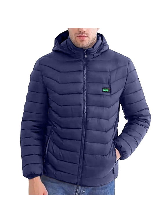 Men's 21-Zone Electric Heating Jacket USB Rechargeable Smart Warming Coat with Hood Heated Winter Parka with 4 Temperature Controls