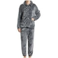 thumbnail image 1 of hoksml Men's 3-Piece Winter Flannel Pajama Set Fleece Lapel Collar Button-Up Shirt Pants and Scarf Warm Plush Sleepwear Loungewear Gift Set, 1 of 9