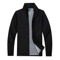 hoksml Men's Active Jackets Solid-Color Mesh Lining Sports Zipper Stand Collar Long Sleeve Hoodess Lightweight Casual Outwear Zip Up Coat with Pockets