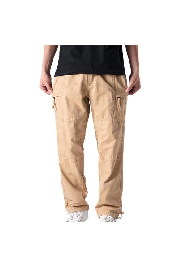 Men's Big and Tall Tactical Pants Straight Leg Outdoor Cargo Work Pants with Multiple Pockets Zipper Utility Military Style Joggers for Casual Wear M-5XL