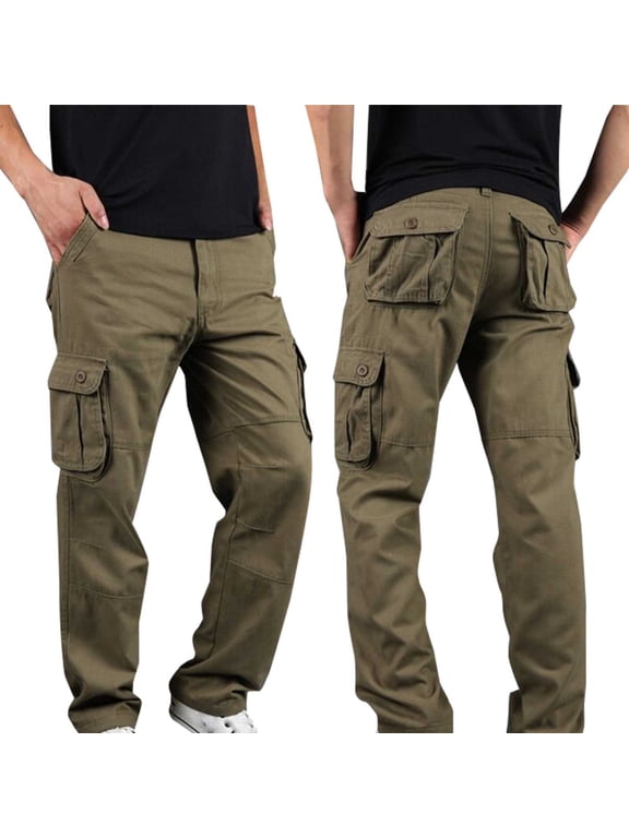Men's Big and Tall Cotton Durable Work Pants Relaxed Fit Cargo Pants with Multiple Pockets XS-6XL