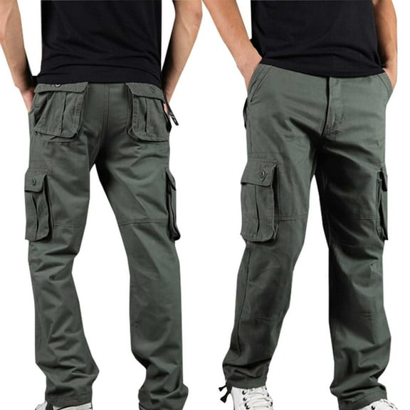 hoksml Men's Big and Tall Cotton Durable Work Pants Relaxed Fit Cargo Pants with Multiple Pockets XS-6XL