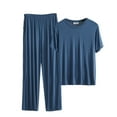 thumbnail image 1 of hoksml Men's Big and Tall Pajama Set Short Sleeve Crewneck T-Shirt and Relaxed Fit Wide-Leg Pants Cotton Loungewear 3XL-6XL, 1 of 4