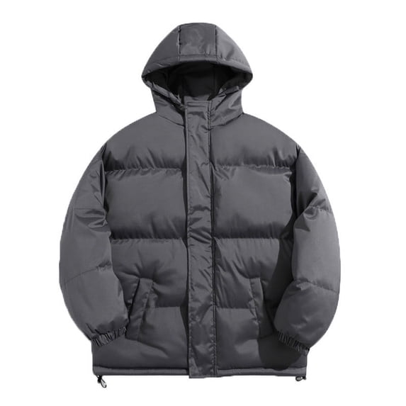 hoksml Men's Big and Tall Winter Jacket Short Puffy Coat Adjustable Hem Relaxed Fit with Pockets