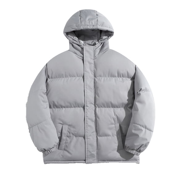 hoksml Men's Big and Tall Winter Jacket Short Puffy Coat Adjustable Hem Relaxed Fit with Pockets