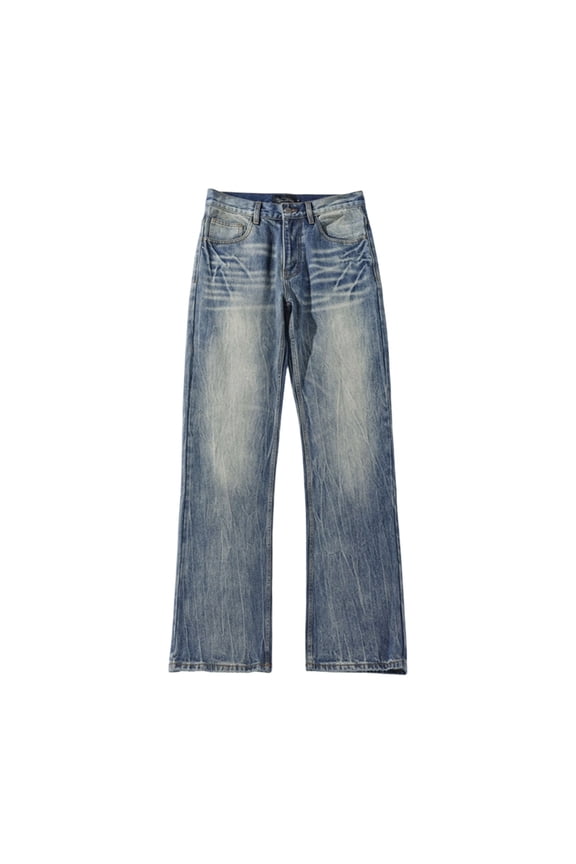 Men's Bootcut Jeans - Solid Color, Straight Leg with Subtle Flare, Button Zipper Fly and Pockets