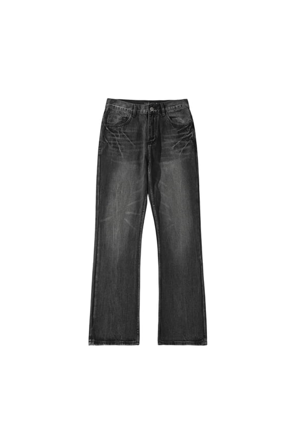 Men's Bootcut Jeans - Solid Color, Straight Leg with Subtle Flare, Button Zipper Fly and Pockets
