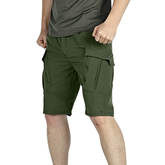 hoksml Men's Cargo Five Quarter Pants Summer Casual Solid Color Multiple Pockets Elastic Waist Zipper Comfortable Cargo Shorts Outdoor Hiking Travel Clothing 2025 Clearance