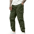 thumbnail image 1 of hoksml Men's Cargo Pants Athletic Pants Casual Solid Color Drawstring Elastic Waist Multiple Pockets Bind The Feet Pants Lightweight Breathable Small Leg Pants, 1 of 7