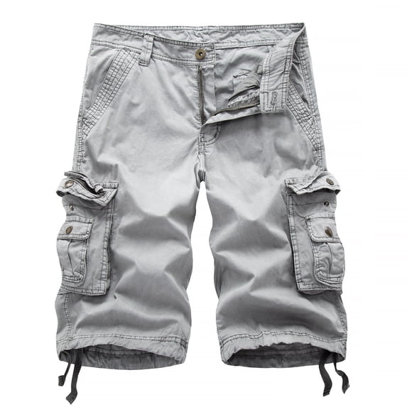 hoksml Men's Cargo Shorts - Durable Cotton, Button Zipper Fly, Multi-Pocket for Outdoor Hiking Work Casual Wear, Multi-Color