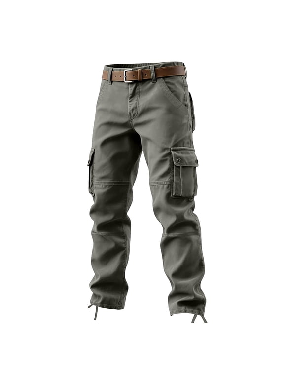 Men's Casual Cargo Pants Loose Fit Straight Leg Outdoor Work Trousers with Multiple Pockets for Hiking and Daily Wear