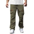 thumbnail image 1 of hoksml Men's Casual Cargo Pants with Drawstring Waist Loose Fit Straight Leg Outdoor Work Pants Multiple Pockets Utility Trousers, 1 of 5