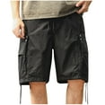 thumbnail image 1 of hoksml Men's Casual Cargo Shorts Solid Color Drawstring Elastic Waist Breathable Multi Pocket Outdoor Hiking Lightweight Shorts Adjustable Pant Leg, 1 of 9