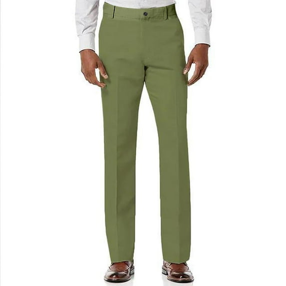 hoksml Men's Casual Dress Pants Comfort Waist - Flat Front Elastic Back, Straight Leg Suit Pants Solid Color Trousers with Pockets (Multiple Colors Available)