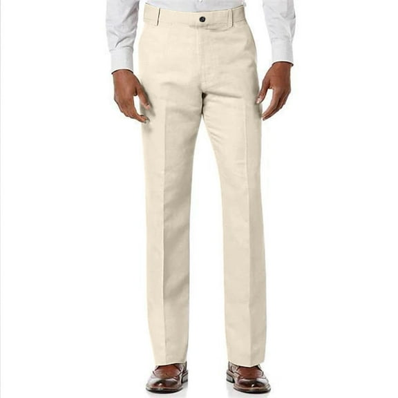 hoksml Men's Casual Dress Pants Comfort Waist - Flat Front Elastic Back, Straight Leg Suit Pants Solid Color Trousers with Pockets (Multiple Colors Available)