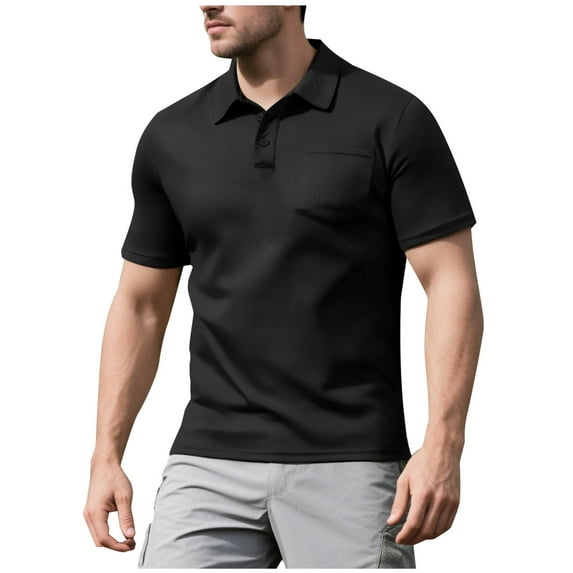hoksml Men's Classic T Shirt Solid Color Collared Polo Shirt Basic Short Sleeve Tops Summer Lightweight Breathable Mesh Tee Shirts Classic Golf Shirts