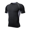 thumbnail image 1 of hoksml Men's Compression Short Sleeve T-Shirt Breathable Mesh Panel Quick Dry Workout Gym Training Athletic Top, 1 of 5