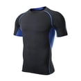 thumbnail image 1 of hoksml Men's Compression Short Sleeve T-Shirt Breathable Mesh Panel Quick Dry Workout Gym Training Athletic Top, 1 of 6