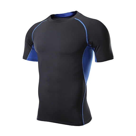 hoksml Men's Compression Short Sleeve T-Shirt Breathable Mesh Panel Quick Dry Workout Gym Training Athletic Top