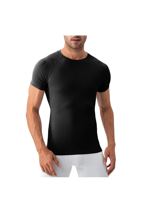Men's Compression Short Sleeve T-Shirt Nylon Spandex Athletic Base Layer Workout Gym Training Top