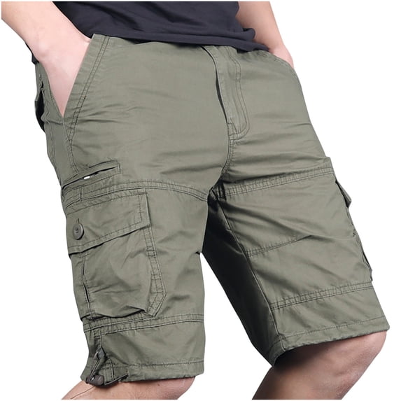 hoksml Men's Cotton Cargo Shorts - Relaxed Fit Multi-Pocket Design for Casual Outdoor Work and Daily Wear, Multi-Color