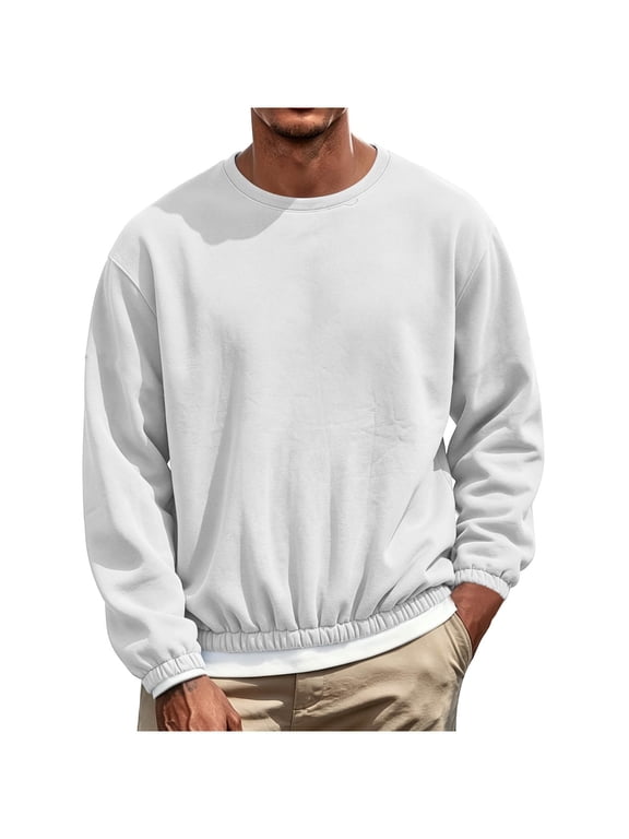 Men s Crew Neck Sweatshirt Cropped Loose Drop Shoulder Elastic Waist for Casual Daily Work Outdoor Comfort