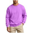 thumbnail image 1 of hoksml Men's Crew Neck Sweatshirt Loose Long Sleeve Solid Color Pullover Casual Everyday Top Soft Comfort, 1 of 6