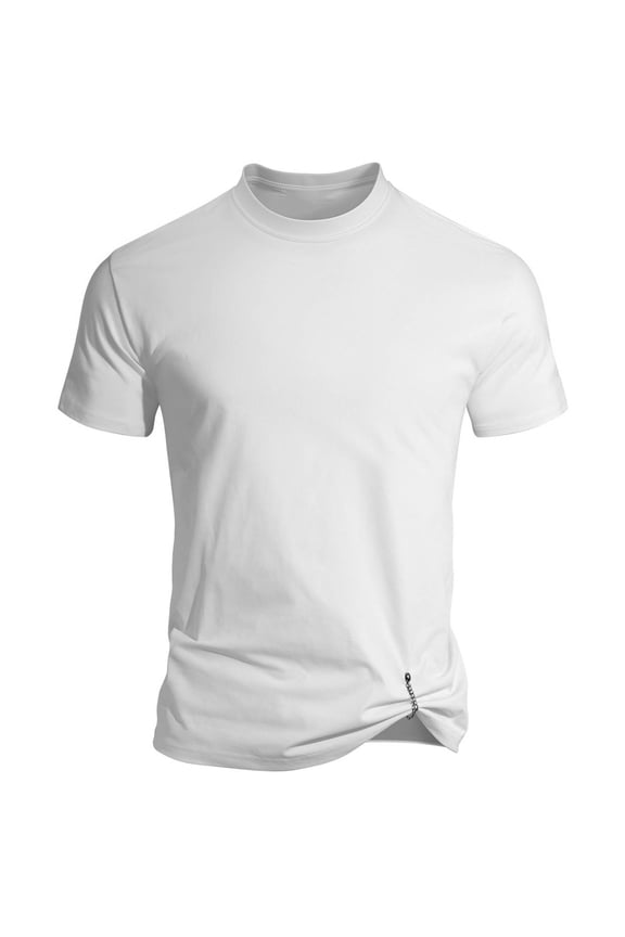 Men's Crew Neck T-Shirt, Casual Short Sleeve Shirt with Waist Chain Detail, Lightweight Streetwear Tee for Daily Casual Wear