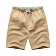 thumbnail image 1 of hoksml Men's Daily Outdoor Casual Shorts Solid Color Elastic Waist Drawstring Tie Sports Lightweight Breathable Shorts with Pocket, 1 of 6