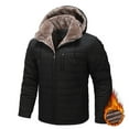 thumbnail image 1 of hoksml Men's Detachable Hood Puffer Jacket Heavyweight Fleece Lined Winter Coat with Zippered Pockets, 1 of 9