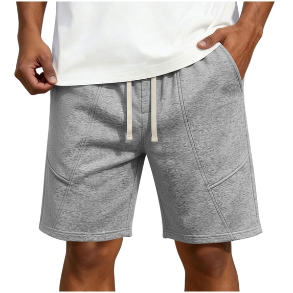 hoksml Men's Drawstring Textured Sweat Shorts, Diagonal Seam Relaxed Fit Casual Walking Shorts for Sport Daily Wear
