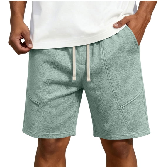 hoksml Men's Drawstring Textured Sweat Shorts, Diagonal Seam Relaxed Fit Casual Walking Shorts for Sport Daily Wear