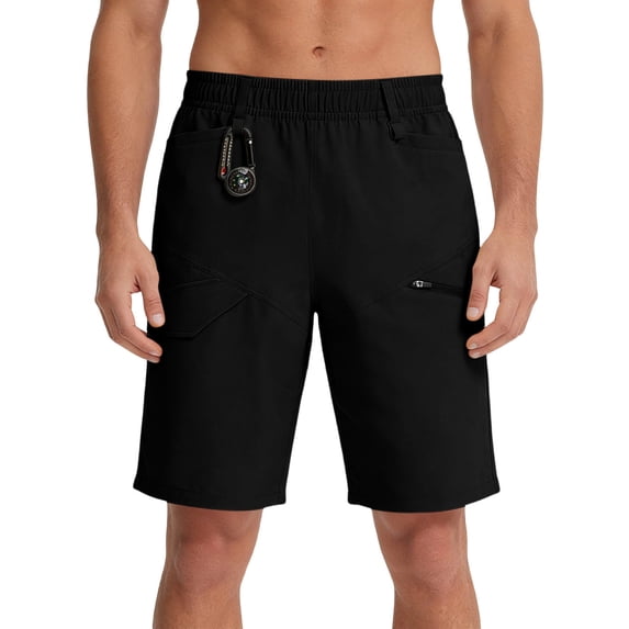 hoksml Men's Elastic Waist Quick Dry Cargo Shorts, Zip Pocket Relaxed Fit Outdoor Hiking Casual Walking Shorts for Travel Daily Wear