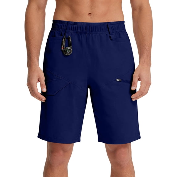 hoksml Men's Elastic Waist Quick Dry Cargo Shorts, Zip Pocket Relaxed Fit Outdoor Hiking Casual Walking Shorts for Travel Daily Wear