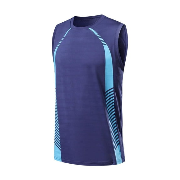 hoksml Men's Fitness Sports Tank Top Solid Color Quick Dry Running Shirts Clashing Round-Neck Sleeveless Home Wear Pajamas T-shirt Tops