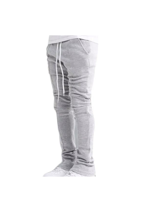 Men's Flare Leg Sweatpants Solid Color Elastic Drawstring Waist Retro Casual Joggers