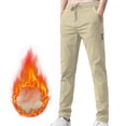 thumbnail image 1 of hoksml Men's Fleece-Lined Athletic Pants with Pockets Solid Color Drawstring Waist Slim Straight Leg Thickened Warmth Training Sport Pants, 1 of 5