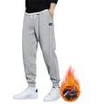thumbnail image 1 of hoksml Men's Fleece-Lined Sweatpants Fall Winter Warm Thick Relaxed Fit Joggers Solid Color Drawstring Elastic Waist Active Pants with Pockets, 1 of 7
