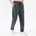 thumbnail image 1 of hoksml Men's Fleece Lined Sweatpants Solid Color Heavyweight Thermal Straight Leg Casual Pants with Drawstring Waist for Winter, 1 of 7
