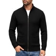 thumbnail image 1 of hoksml Men's Full Zip Knit Cardigan Stand Collar Long Sleeve Casual Soft Lightweight Sweater Jacket for Daily Comfort, 1 of 9